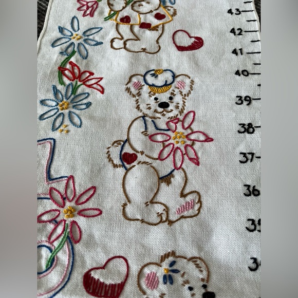 Handstitched embroidered cloth height, measurement decoration bear design - Picture 5 of 10